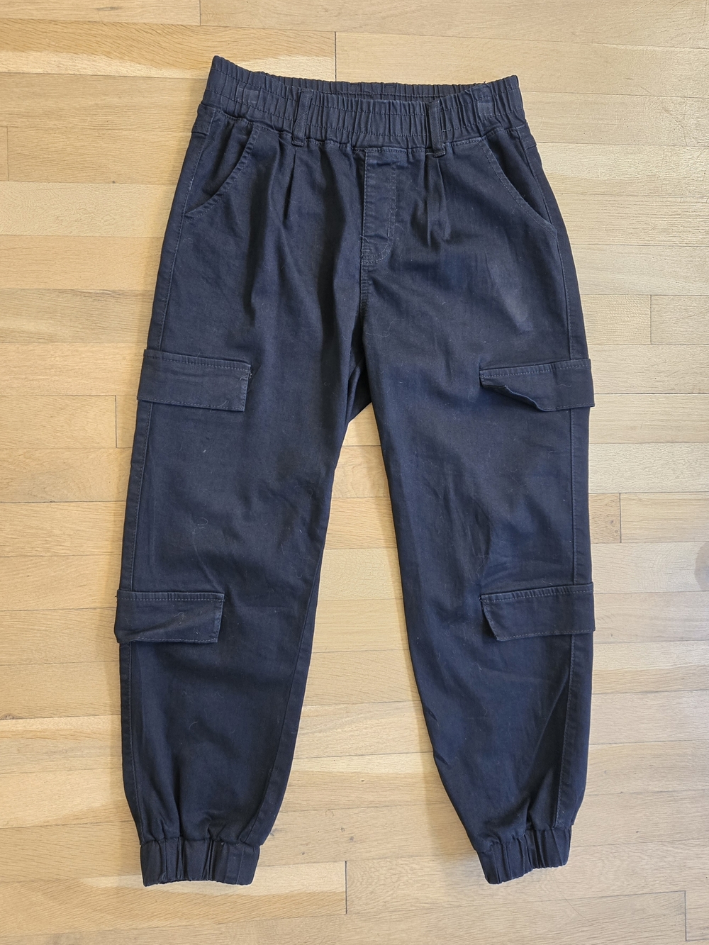 Black Cargo Jogger Pants - Elastic Waist